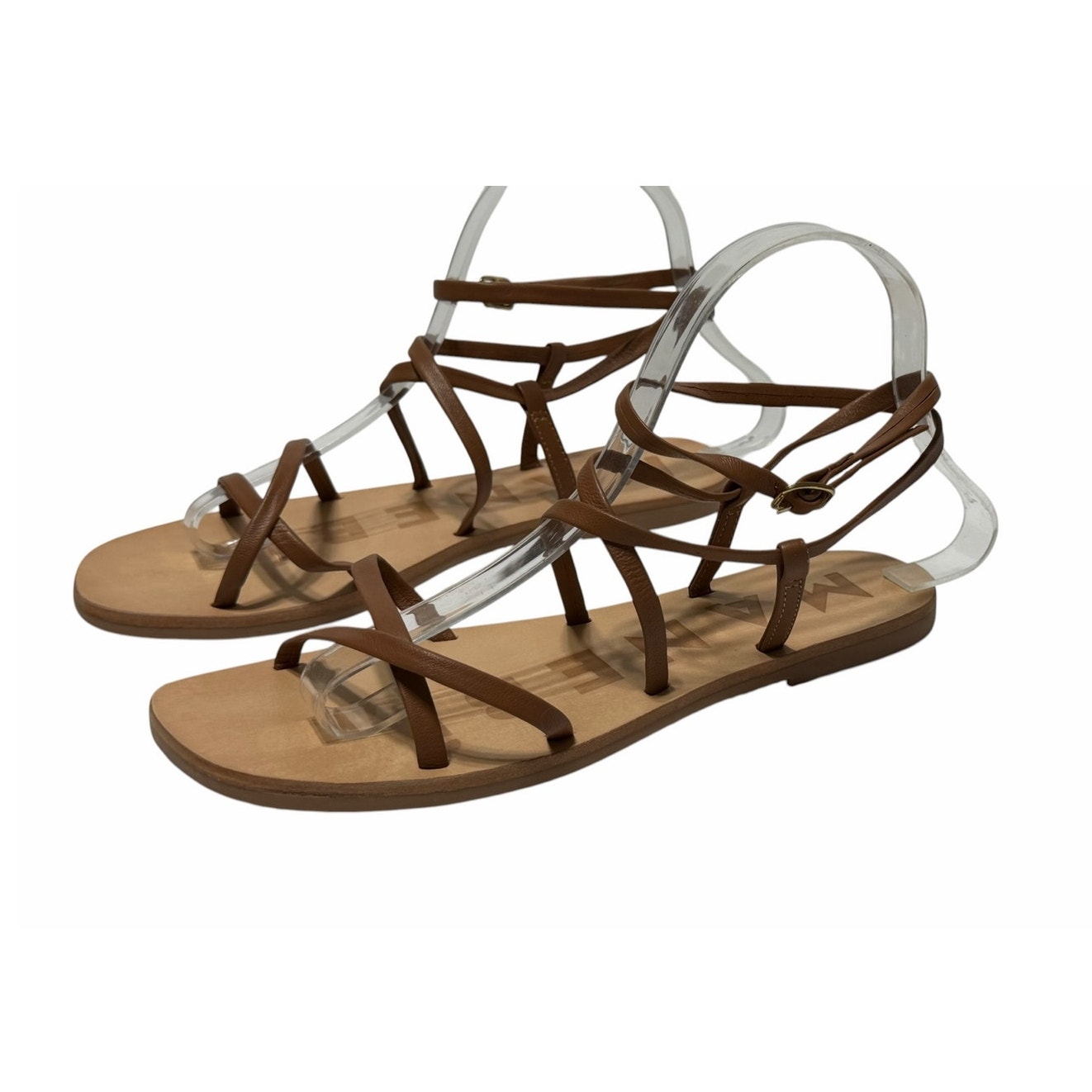 Maneb Sandals Smooth Brown Leather Ankle Strap Buckle 38 Us 7.5 — image 4 of 8